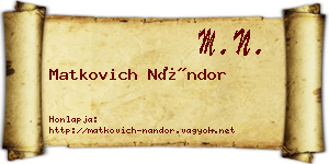 Matkovich Nándor névjegykártya