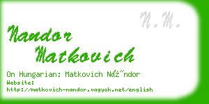 nandor matkovich business card